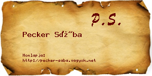 Pecker Sába névjegykártya